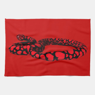 Paño De Cocina Serpiente Roja Con Corazones