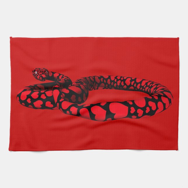 Paño De Cocina Serpiente Roja Con Corazones (Horizontal)