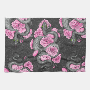 Paño De Cocina Serpientes y rosas rosas rosas