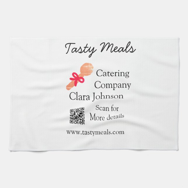 Paño De Cocina servicios de catering agregar nombre código QR sit (Horizontal)