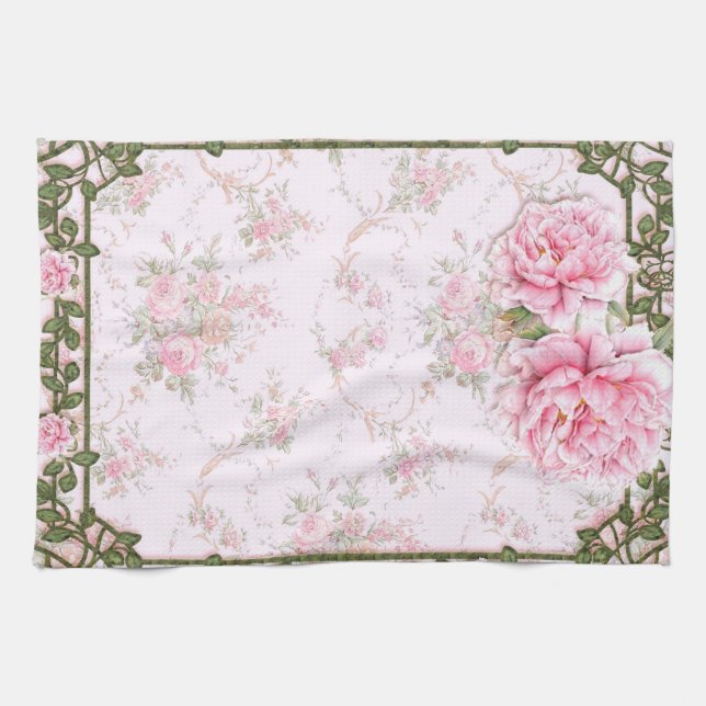 Paño De Cocina Shabby Chic Bonito Peonies (Horizontal)