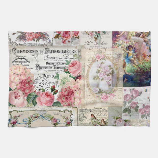 Paño De Cocina Shabby chic collage,country victorian,decoupage, b (Horizontal)
