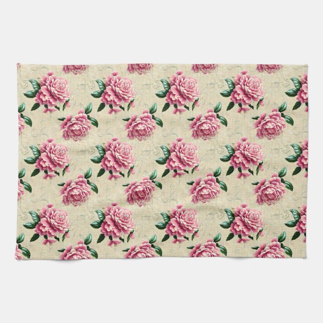 Paño De Cocina Shabby Chic Pink Gardenias (Horizontal)