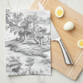 Paño De Cocina Shabby Gris Chic Estilo Cottage Toile Francés