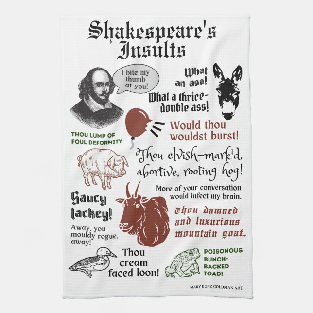 Paño De Cocina Shakespeare insulta al divertido fanático del teat (Vertical)