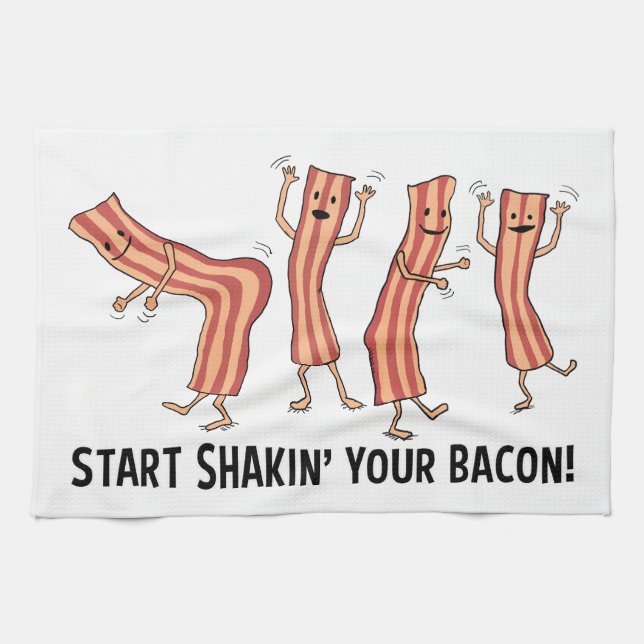 Paño De Cocina Shakin lindo y divertido sus bailarines del tocino (Horizontal)