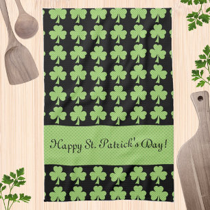 Paño De Cocina Shamrock Polka dot St Patrick Day Tu texto negro