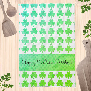 Paño De Cocina Shamrock St Patrick Day Tu texto aquino blanco ver