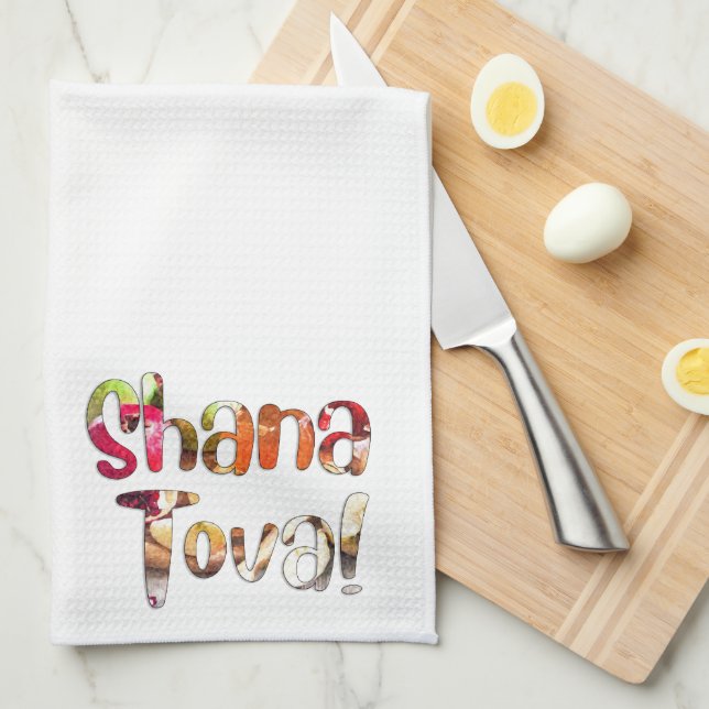 Paño De Cocina ¡Shana Tova! Manzanas y miel para Rosh Hashanah (Doblado Cuarto)