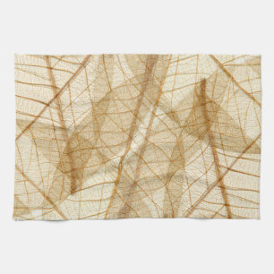 Paño De Cocina Sheer Cream Beige Lace Leaves