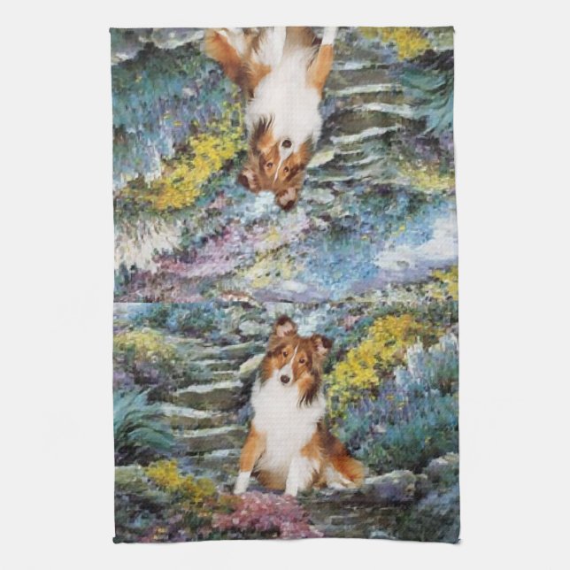 Paño De Cocina Shetland Sheepdog Sheltie Art Gifts (Vertical)