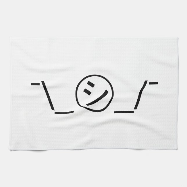 Paño De Cocina Shi Kana Shrug Emoticon ¯\_ ㋛_/ Ø Kaomoji japonés (Horizontal)