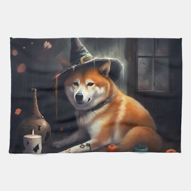 Paño De Cocina Shiba Inu Calabazas Halloween Da Miedo (Horizontal)