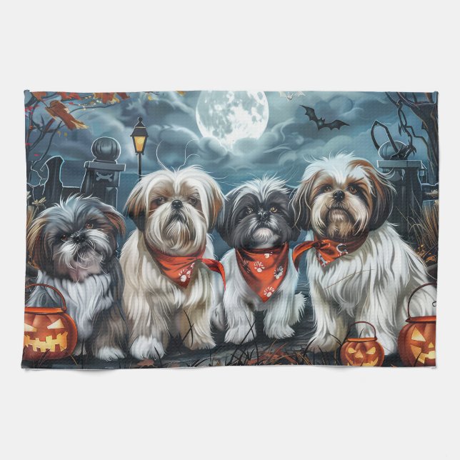Paño De Cocina Shih Tzu Halloween Spooky (Horizontal)