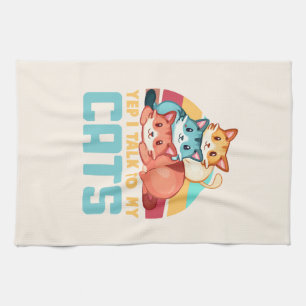Paño De Cocina Sí, hablo con el diseño de un gato de trío adorabl