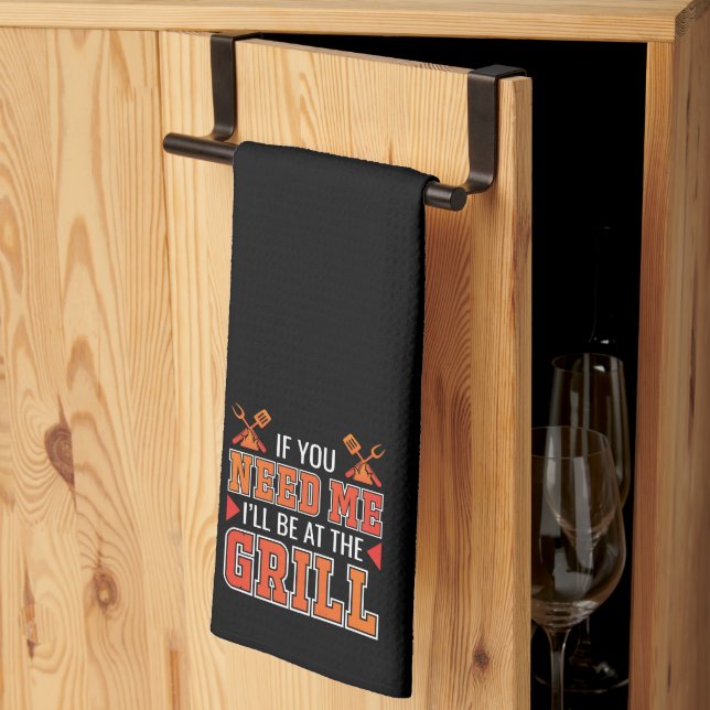 Paño De Cocina Si Me Necesitas Estaré En El Grill (Pliegue de tercios)