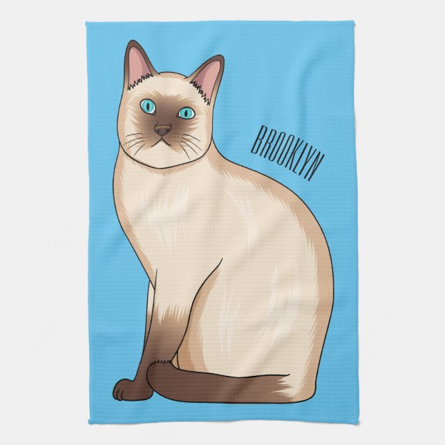 Paño De Cocina Siamese cat cartoon illustration  (Vertical)