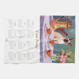 Paño De Cocina Siamese Cat Lovers 2026 Tea Towel Calendar 