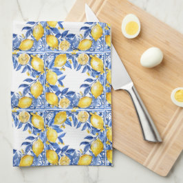 Paño De Cocina Sicilian Lemon Tiles Pattern Mediterranean Dolce 