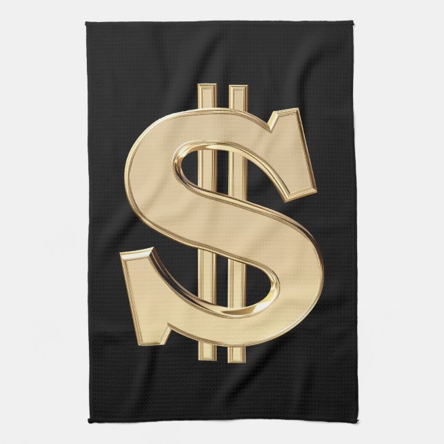 Paño De Cocina signo de dólar 3D (Vertical)