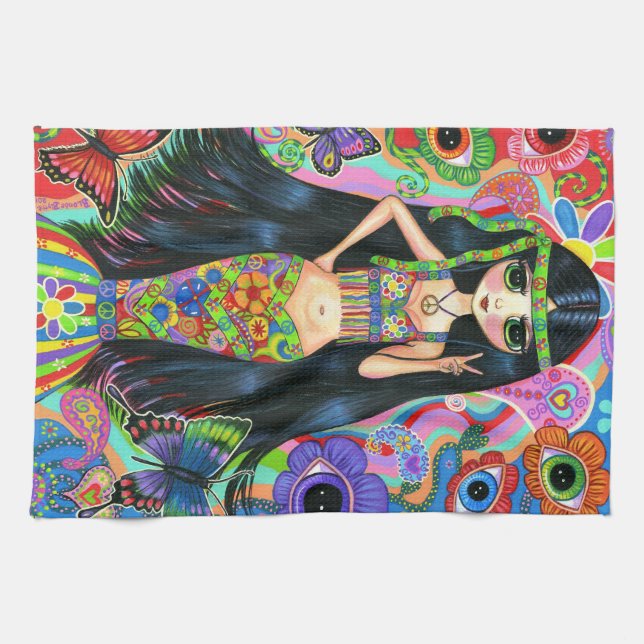 Paño De Cocina Signo de la paz que destella de la sirena del (Horizontal)