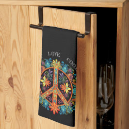 Paño De Cocina Signo de paz colorido de los años 60