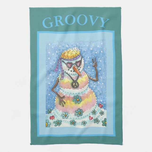 PAÑO DE COCINA SIGNO DE PAZ GROOVY SNOWMAN, NAVIDADES KITCHEN TOW (Vertical)