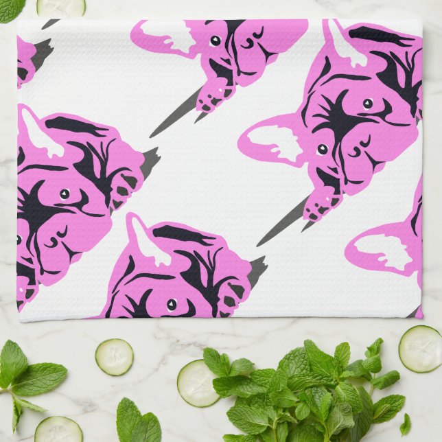 Paño De Cocina Silhouette de Bulldog francés (Doblado)