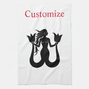 Paño De Cocina Silhouette de sirena de dos colas Thunder_Cove