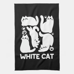 Paño De Cocina Silhouettes de color blanco gatito - Diseño felino