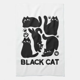 Paño De Cocina Silhouettes de gato negro - Diseño felino lindo