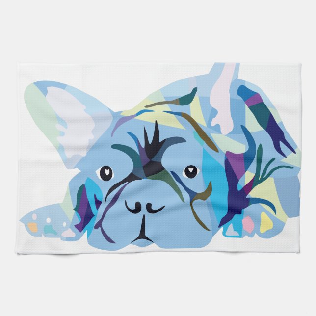 Paño De Cocina Silueta de Bulldog Francés (Horizontal)