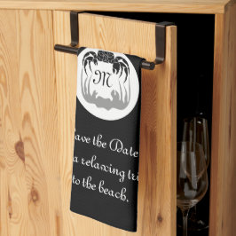 Paño De Cocina Silueta de cangrejo fantasma y monograma de sombra