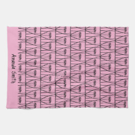 Paño De Cocina Silueta de cocoteros rosados y negros