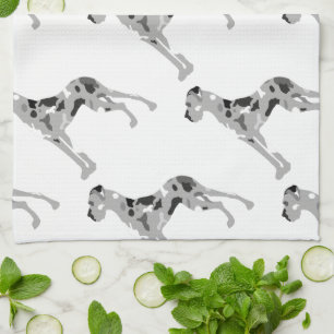 Paño De Cocina Silueta de Dogo de Burdeos gris