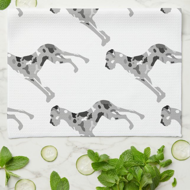 Paño De Cocina Silueta de Dogo de Burdeos gris (Doblado)