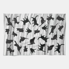 Paño De Cocina Silueta de gato Wispy gris negro y blanco