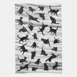 Paño De Cocina Silueta de gato Wispy gris negro y blanco