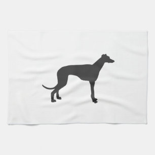 Paño De Cocina Silueta de Greyhound italiana en negro
