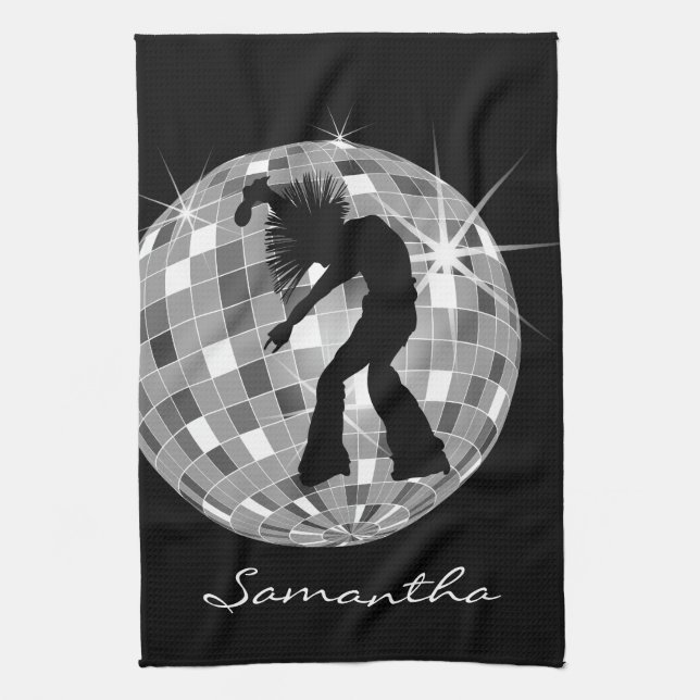 Paño De Cocina Silueta maravillosa del bailarín en DiscoBall (Vertical)