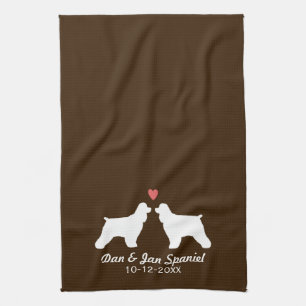 Paño De Cocina Siluetas de Cocker Spaniel con Corazón y Texto