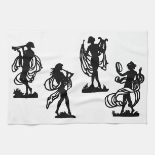 Paño De Cocina siluetas griegas antiguas de las Musas estampado
