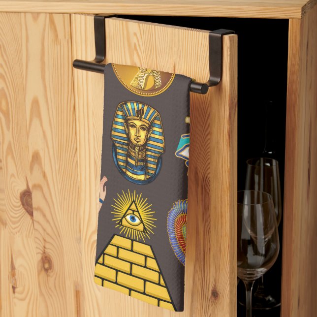 Paño De Cocina Símbolo de patrón jeroglífico egipcio antiguo (Pliegue de tercios)