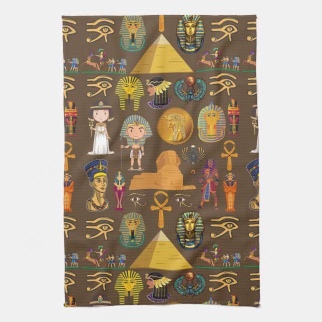 Paño De Cocina Símbolo de patrón jeroglífico egipcio antiguo (Vertical)