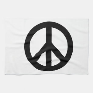 Paño De Cocina Símbolo de signo de paz blanco negro