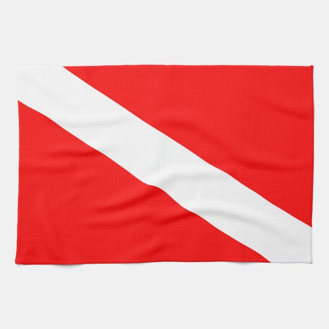 Paño De Cocina símbolo de submarinismo con bandera de buceo en di (Horizontal)