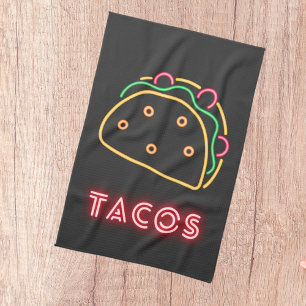 Paño De Cocina Símbolo divertido moderno de neón tacos