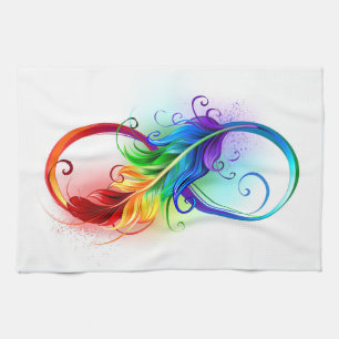 Paño De Cocina Símbolo infinito con pluma arco iris