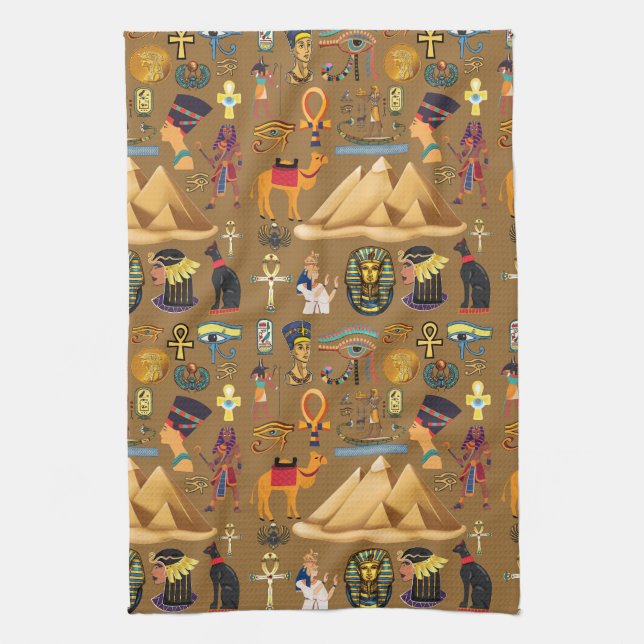 Paño De Cocina Símbolo jeroglífico del patrón egipcio antiguo (Vertical)