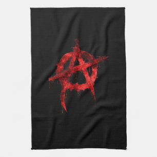 Paño De Cocina Símbolo rojo de la anarquía del graffiti